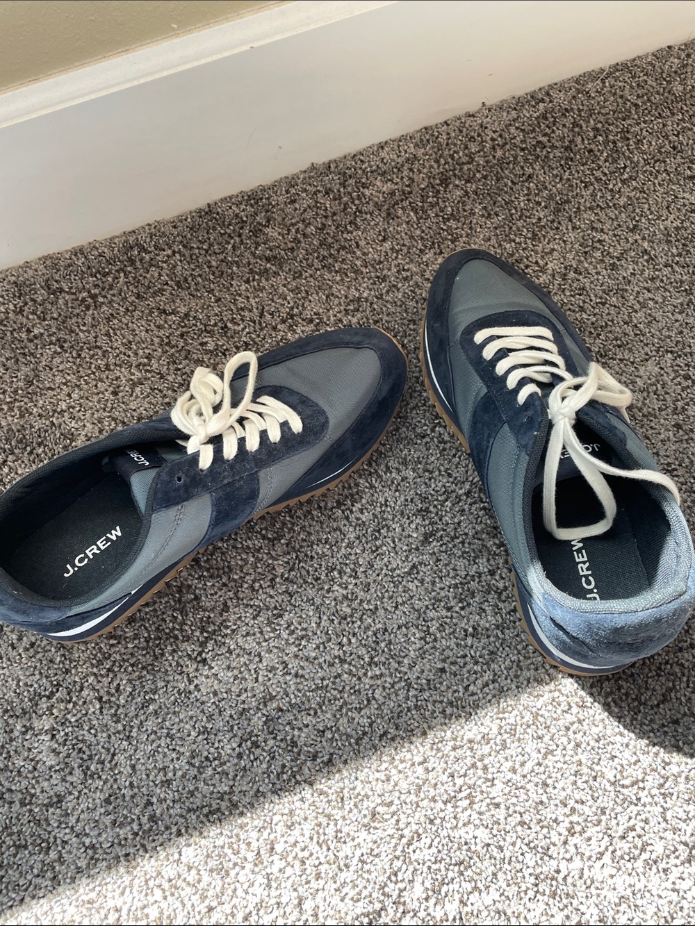 J.Crew Trainer Sneakers BA972 Men’s Size 10 Blue Suede Nylon Retro Lace-Up